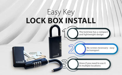 Kingsley Guard-a-Key Black Realtor's Lockbox Portable Resettable Hanging Key Safe Combination Lock Box for House Keys, Realtors, Vacation Rentals, Black