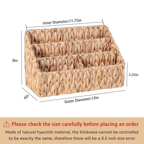 Natural Farmhouse Desk Organizers and Storage, Large Countertop Mail Holder, Tabletop Organizer (Water Hyacinth)