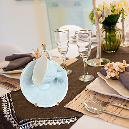 8 Pieces Tea Cup and Saucer Display Stand Holder M... (gold | Metal)