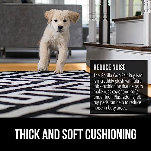 GORILLA GRIP Felt with Rubber Stay in Place Slip Resistant Rug Pad, 1/8 inch Thick, 2x8 FT Protective Padding Under Area Rugs, Cushioned Gripper Pads, Carpet Runners, Hardwood Floors Protection