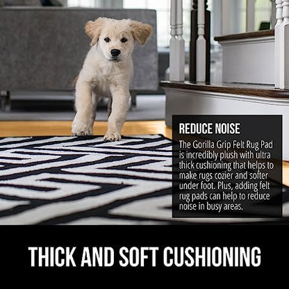GORILLA GRIP Felt with Rubber Stay in Place Slip Resistant Rug Pad, 1/8 inch Thick, 2x8 FT Protective Padding Under Area Rugs, Cushioned Gripper Pads, Carpet Runners, Hardwood Floors Protection