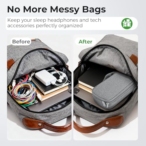 MUSICOZY Sleep Mask Case, Travel Organizer Bag for Electronics Accessories | Polyester Travel Pouch with Partition Pockets, Adjustable Dividers for Cables Chargers Headphones and Portable Accessories