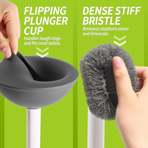 Toilet Brush and Plunger Set Hidden | S-Shaped Toilet Brush Plunger Combo, Perfect for Homes, Apartments & Bathrooms