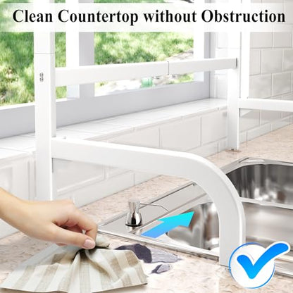 Over The Sink Dish Drying Rack, Adjustable (25.5 t... (White | Metal)