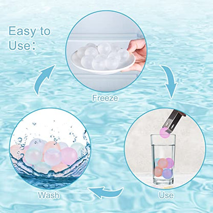 Reusable Ice Cubes for Drinks, Color-Changing Round, 100 Pack | BPA-Free Plastic Cubes, No Diluting, Refreezable, Fake Ice Look, Chilled Beverages, Coffee Bars, House Party Drinks