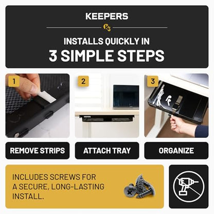 KEEPERS - Under Desk Drawer Slide Out – Metal Under Desk Storage Drawer for Office, Home, RV, Kitchen – Slim Under Table Drawer Attachment with Easy DIY Mount - Under Desk Organizer - 13x10x2.5In