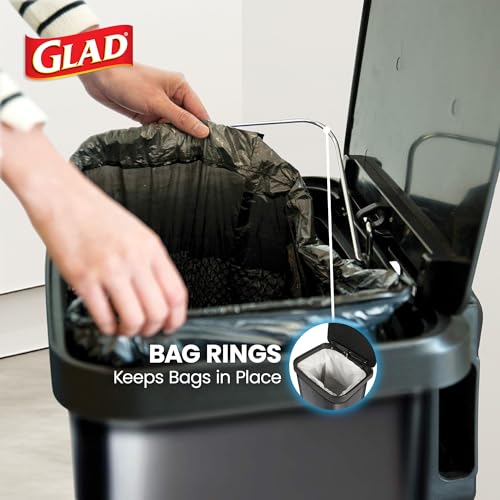Glad Stainless Steel Trash Can with Clorox Odor Protection, 20 Gal, Pewter | Odor Protection | Large Metal Kitchen Garbage Bin w/ Soft Close Lid, Garbage Bag Rings, Step On Foot Pedal and Waste Bag Roll
