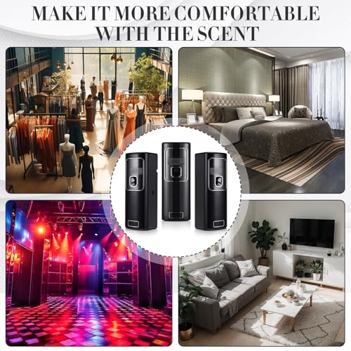 Rossesay 2 Pcs Automatic Air Freshener Spray Dispenser with Screen LCD Perfume Dispenser Wall Mount/Standing Capacity for Bathroom Hotel Office Commercial Place (Black)