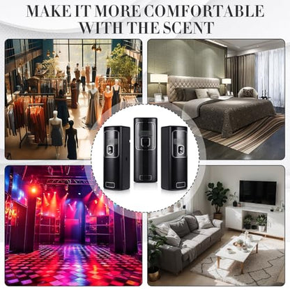 Rossesay 2 Pcs Automatic Air Freshener Spray Dispenser with Screen LCD Perfume Dispenser Wall Mount/Standing Capacity for Bathroom Hotel Office Commercial Place (Black)