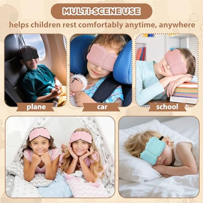 Kids Sleep Mask, 3D Contoured Eye Mask for Sleeping, Soft Sleeping Mask for Kids with Adjustable Strap, Blackout Eye Cover Travel Sleep Mask for Boys & Girls
