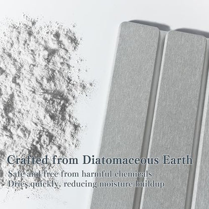 2pcs Stone Dish Drying Mat for Kitchen Counter, Quick-Dry Diatomaceous Earth Water Absorbent Pad & Countertop Drainer, Home Essentials for Bath and Pets - Light Grey, 24x16’’ & 8x4’’
