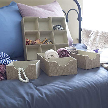 Household Essentials Brown 722-1 Deep 3 Section Drawer Organizer Box for Storage | 12 in x 6.13 in x 3.13