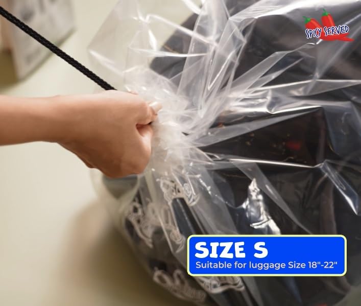 2 PCs/pack Drawstring Plastic Dust Cover Bags,Transparent Storage Bags with multi-purpose for Home Organization, suitable for luggage, blanket, big doll, duvet and reusable (Size S 40 x 82 + 23 cm.)