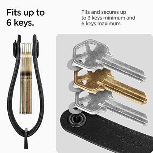 Spigen Valentinus Key Organizer, Compact Holder | Keychain, Keyring, Holds Up to 6 Keys - Black