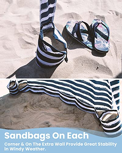 Beach Cabanas for Sand, Beach Canopy with Sandbags & Changing Room 6' | 6' x 6' for 3-4 Person, Detachable Side Wall, Storage Pockets, Easy Set Up Sun Shelter, UPF 50+ & Roof Vent, Jervis Bay