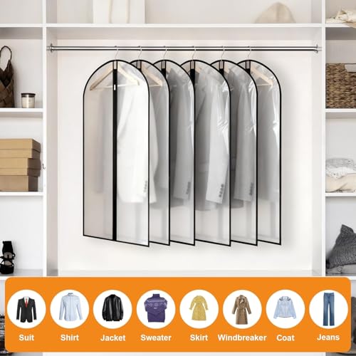 12 Pack Peva Garment Bags 24 x 40 In, Translucent Clothes Covers | Waterproof, Dustproof Peva, Reusable, For Suits, Shirts, Coats, Home Or Travel Use