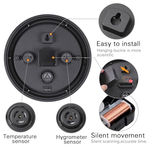12 inch Outdoor Clock Blue Waterproof Wall Clock with Temperature | Water Resistant Outdoor Clocks for Patio Garden
