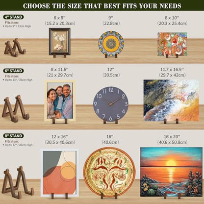 ANBOXIT Plate Display Stand, 8 Inch Plate Holder for Displaying | Decorative Plate Stand for Picture Frame Dish Photo Plaque Platter Wood Stand