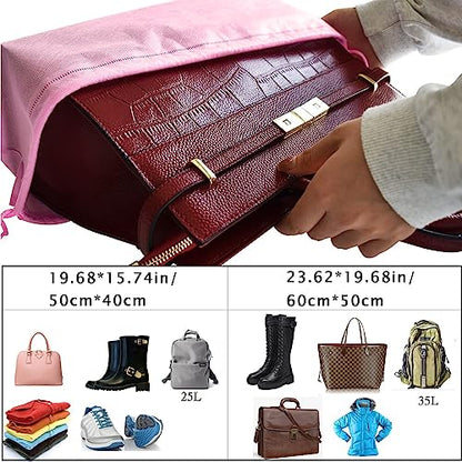 8PCS Dust Bags for Handbags Jumbo Travel Shoe Bags Purses Organizers Storage Bags with Rope Clear Window Dustproof Drawstring Bag Storage Pouch for Men and Women - Pink, 19.7 x 15.7 in