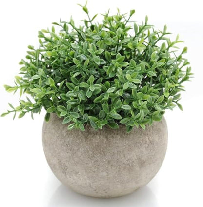 Mini Sage Green Potted Boxwood Topiary Artificial Plants for Home Decor Indoor, Farmhouse House Plant Office Small Desk Shelf Apartment Coffee Bar Bathroom Decor Guest Room, Small Fake Plant