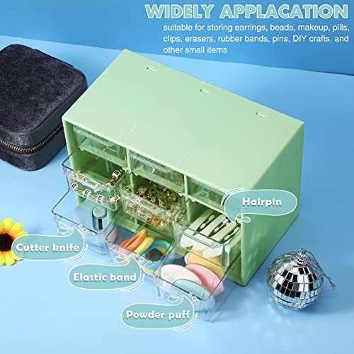 6 Pcs Mini Drawer Organizer Small Organizer with 9 Drawers Plastic Desktop Craft Storage Box for Office Home Room Jewelry Cosmetics Collection(Multicolored)