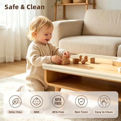 Edge Protector, Baby Proof Corners and Edges Foam Corner Protector Guards | Furniture Corner & Edge Safety Bumpers Covers 13 ft Edge Cushion for Table, Crib, Wall, Off White