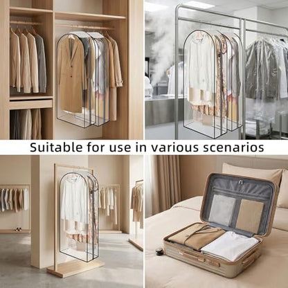 Clear Garment Bags for Hanging Clothes 3-piece set 60 inches Storage Bags With Zipper for Shirts, Suit,Jackets,Coats,sweater,Long Dresses,wedding,gowns,etc.
