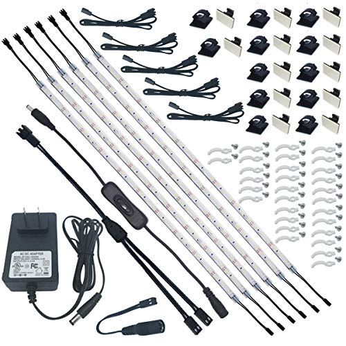 Under Cabinet Light, 6 PCS 20 Inches Flexible LED Strips with Power Adapter, 24W,1800 Lumen, Daylight 5000K. Suitable for Kitchen Cabinets, Counters, Under Shelf, Closets (6-Strip-5000K)