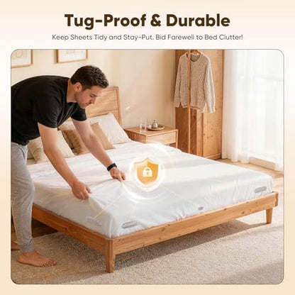 Sheet Holders, 8Pcs Secure Bed Sheet Holders for Corners & Sides with Heavy Duty Bed Lock, Keep Sheets Firm & Tight, No More Loose Bedding, Universal Fit, Easy Installation