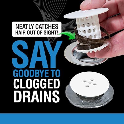 TubShroom Bathtub Drain Hair Catcher – In-Drain Tub Strainer & Clog Prevention Protector, Fits Standard 1.4”–1.75” Tub Drains, Easy Clean, Captures Human & Pet Hair out of Sight (White)