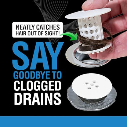 TubShroom Bathtub Drain Hair Catcher – In-Drain Tub Strainer & Clog Prevention Protector, Fits Standard 1.4”–1.75” Tub Drains, Easy Clean, Captures Human & Pet Hair out of Sight (White)