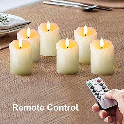 3"Battery Operated Flameless Votive Candles, Real Wax, Remote Timer, 6Pack | Multi brightness adjust, 2/4/6/8h cycle timer, 400h runtime, pre-installed CR2451 batteries, Black Wick, wedding decor