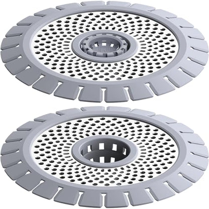 QAP Shower Drain Hair Catcher, Stainless Steel Bathtub Strainer 2-Pack | Efficient clog prevention; Rustproof durable silicone; Easy cleanup rim; Universal snug tub fit