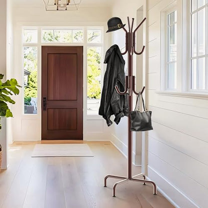 Simple Houseware Standing Coat/Hat Hanger Organizer Rack, 12 Hooks, Bronze | For Entryway, Bedroom, and Hallway