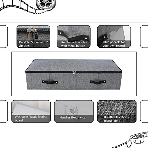Under Bed Storage Bins with Lids, Closet Organizers, Foldable Under-bed Storage Baskets for Sheets, Clothes, Quilts, Sweaters, Wrapping Paper, 35x16.5x7inch, Black Gray, 1PCS