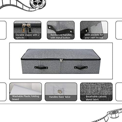 Under Bed Storage Bins with Lids, Closet Organizers, Foldable Under-bed Storage Baskets for Sheets, Clothes, Quilts, Sweaters, Wrapping Paper, 35x16.5x7inch, Black Gray, 1PCS