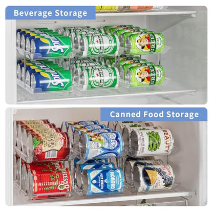 Can Organizer for Pantry, 3-Tier Stackable Can Dispenser Rack | Automatic Rolling, Modular Flexible Combination, Extra-Thick Clear Material, Cabinet Pantry Fridge Countertop Storage