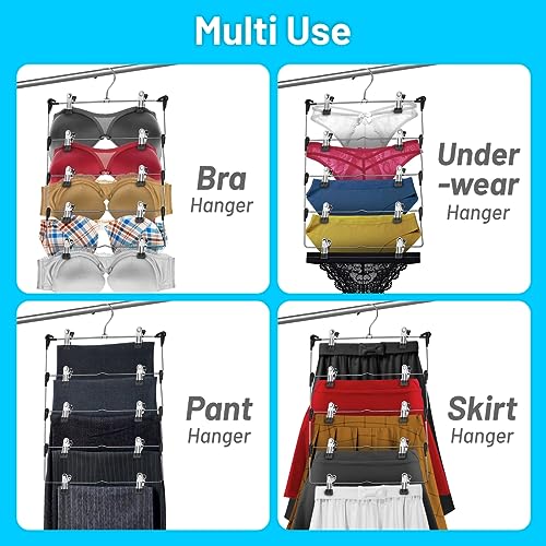 DEILSY™ 5-Tier Pants Hangers with Clips Non Slip Skirt Hangers 3 Pack | Multi pants hanger with rubber-coated clips, space saving hangers, hangers for shorts, skirts, trousers and other garments