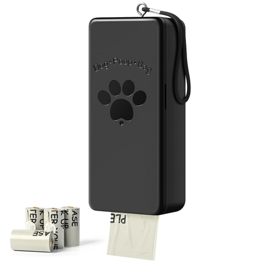 Dog Poop Bag Dispenser, Wall-Mounted Dog Bag dispe... (Black | Plastic)
