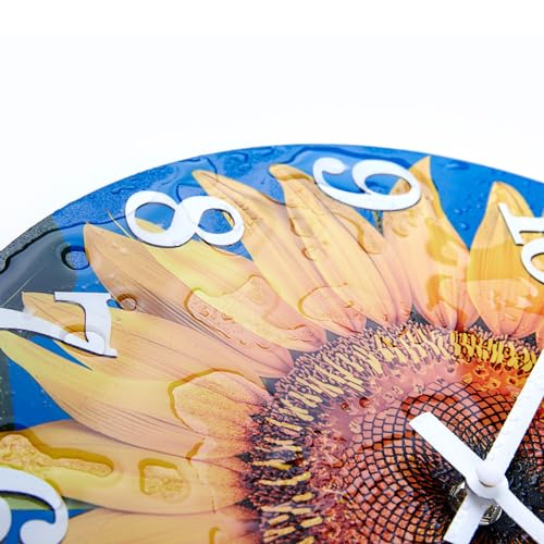 Yoiolclc Outdoor Clock Waterproof-Decorative Sun Flower Wall Clocks for Pool Patio Porch Garden(12 Inch,Sunflower)