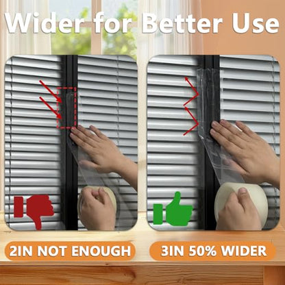 3" x30YD 8Mil Window Sealing Tape No Residue | 8 mil thick, heavy duty, transparent. Window seal kit for summer heat. Window insulation in summer. Sealling window AC units.