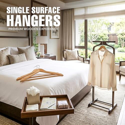 Utopia Home Wooden Hangers 20 Pack – Slim Suit Hangers Natural | 360° rotatable hook | Shoulder grooves | Durable & slim design | Ideal for suits, coats & jackets