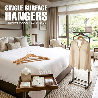 Utopia Home Wooden Hangers 10 Pack – Slim Suit Hangers Natural | 360° rotatable hook | Shoulder grooves | Durable & slim design | Ideal for suits, coats & jackets