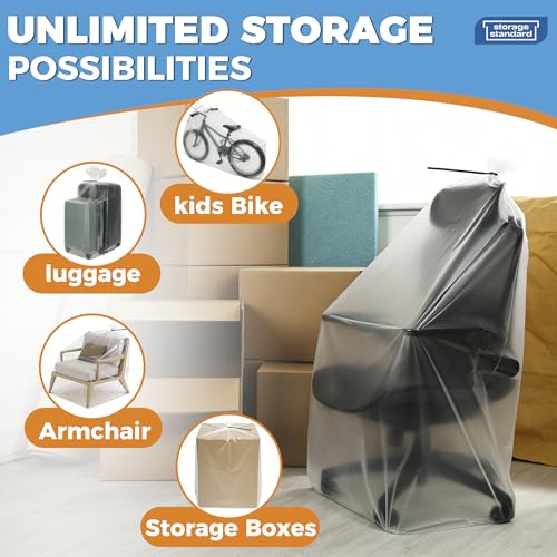 Large Clear Plastic Bags for Storage 6-Pack - Waterproof Extra Large Plastic Bags with Zip Ties, Heavy-Duty Cover for Rugs, Patio Cushions, Décor & Oversized Items - 45 x 65 Inches