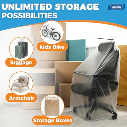Large Clear Plastic Bags for Storage 6-Pack - Waterproof Extra Large Plastic Bags with Zip Ties, Heavy-Duty Cover for Rugs, Patio Cushions, Décor & Oversized Items - 45 x 65 Inches