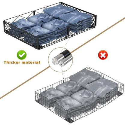 NADAMOO Under Bed Storage with Wheels, Low Profile Rolling Organizer Bins | Ultra-low 5.4" Height, 360° Swivel Casters, Strong Metal Containers Hold Shoes, Clothing, Toys, Dorm & Home Use, 2 Pack