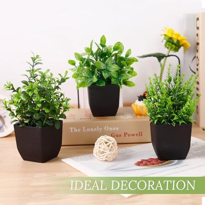 Der Rose 4 Pack Black Bathroom Decor Small Fake Plants, Halloween Decor | Realistic faux plants, gothic black accent style, for shelf desk office farmhouse table and Halloween fall home decor
