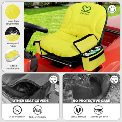 Riding Lawn Mower Seat Cover 600D Non Slip Tractor Seat Cover with Padded | Seat Covers Universal Fits for John Deere, Craftsman, Cub Cadet, Kubota, Troy Bilt and More, Padded Cushion, Non Slip Rubber