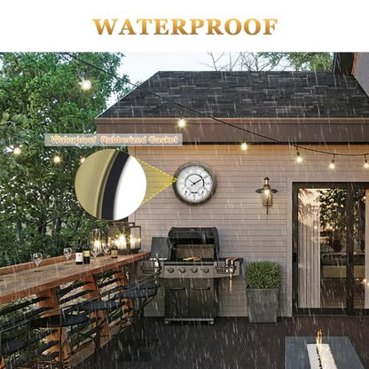 Pytha Sight 15 Inch Metal Illuminated Outdoor Clocks for Patio Waterproof | 15 Inch Large Outdoor Wall Clock Waterproof with Auto Light Smart Sensor,Thermometer & Hygrometer for Patio,Pool,Garden,Porch