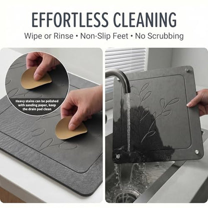 3-Pack Diatomaceous Earth Mat, Large Stone Drying Mat for Kitchen | Nesting Diatomite, Quick Dry, Non Slip, Heat Resistant（15.75"×11.81" & 13.19"×11.81" & 10.75"×11.81"）